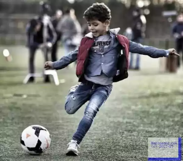 Cristiano Ronaldo shares a pic of his son playing football